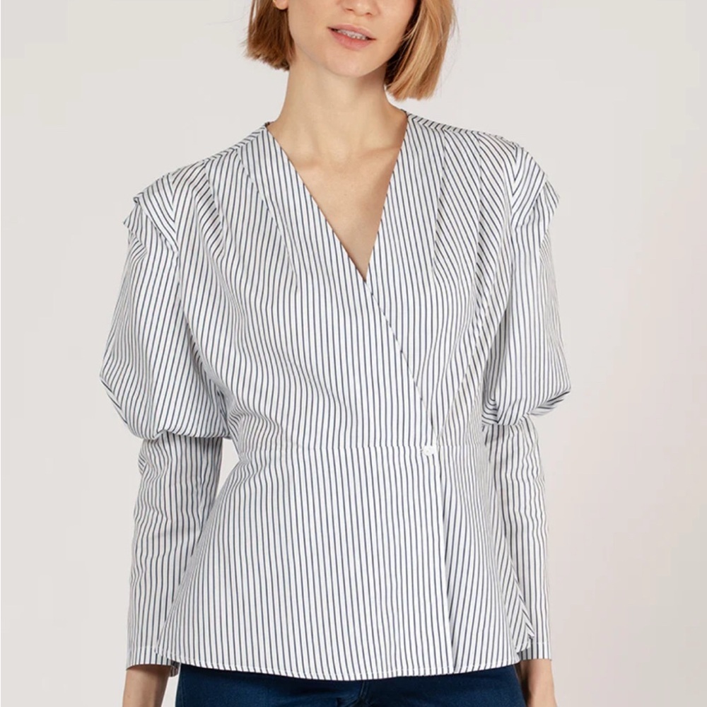 Harshman Anthropologie Striped V-Neck Women's Top M